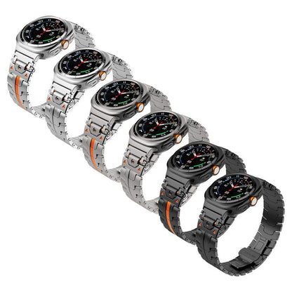 For Samsung Galaxy Watch Ultra / Ultra 2025 Stainless Steel Butterfly Buckle Metal Watch Band(Titanium Color Orange) by bashfashion