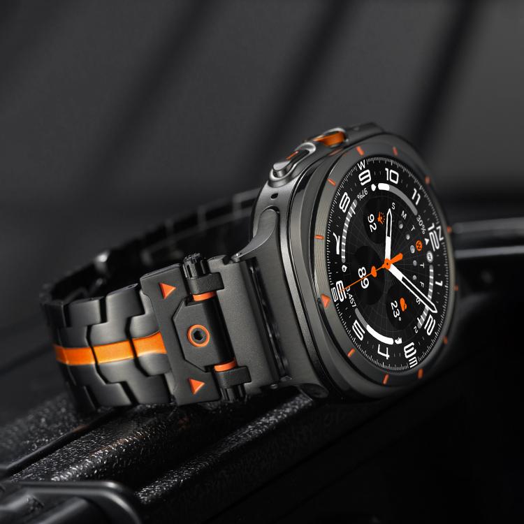 For Samsung Galaxy Watch Ultra / Ultra 2025 Stainless Steel Butterfly Buckle Metal Watch Band(Silver Orange) by bashfashion