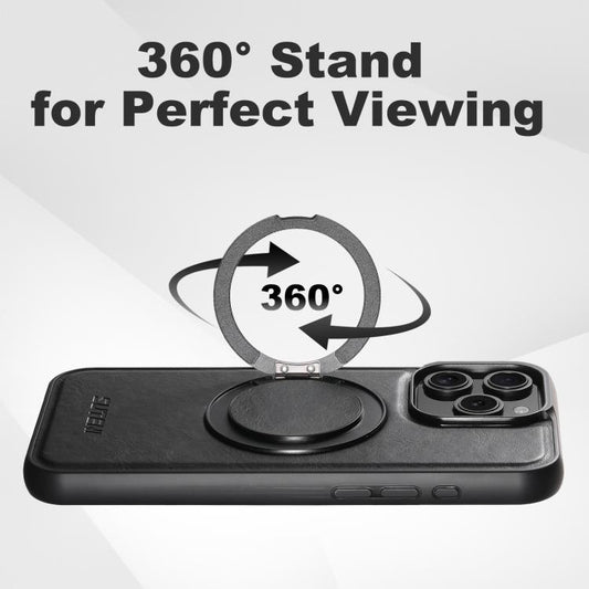 For iPhone 16 Suteni G3 Oil Wax 360 Rotation Holder MagSafe Back Phone Case(Black) by Suteni