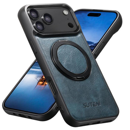For iPhone 17 Pro Suteni G3 Oil Wax 360 Rotation Holder MagSafe Back Phone Case(Blue) by Suteni
