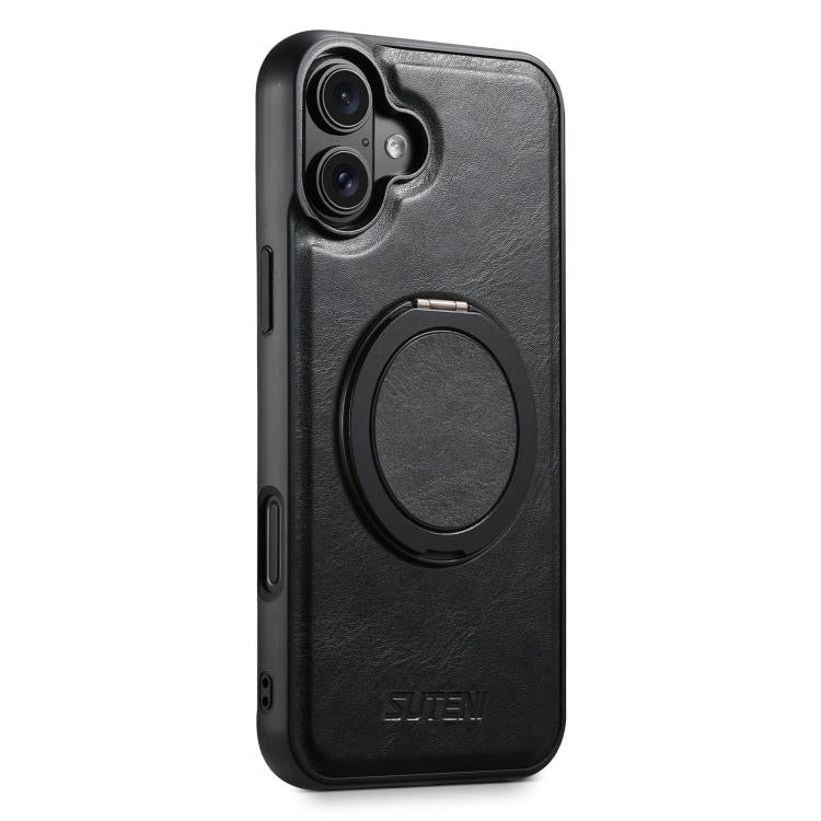 For iPhone 17 Suteni G3 Oil Wax 360 Rotation Holder MagSafe Back Phone Case(Black) by Suteni