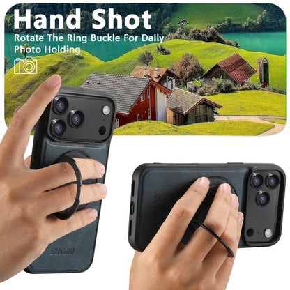 For iPhone 17 Suteni G3 Oil Wax 360 Rotation Holder MagSafe Back Phone Case(Blue) by Suteni