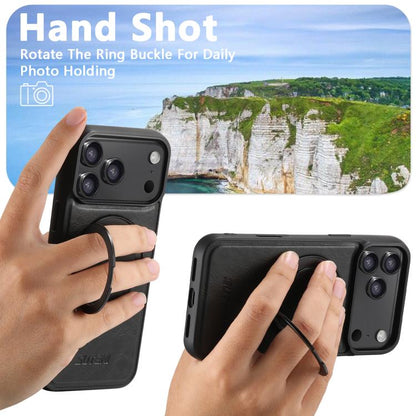 For iPhone Air Suteni G3 Oil Wax 360 Rotation Holder MagSafe Back Phone Case(Black) by Suteni