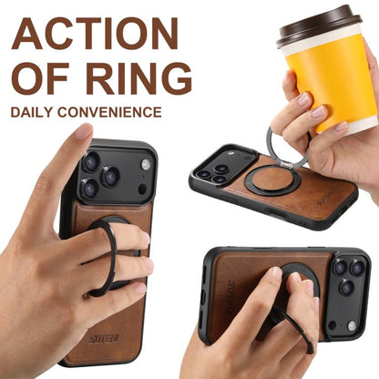 For iPhone Air Suteni G3 Oil Wax 360 Rotation Holder MagSafe Back Phone Case(Brown) by Suteni