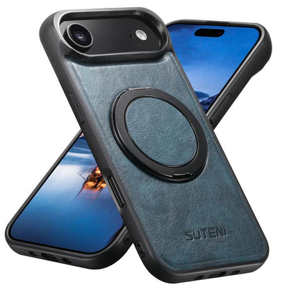 For iPhone Air Suteni G3 Oil Wax 360 Rotation Holder MagSafe Back Phone Case(Blue) by Suteni
