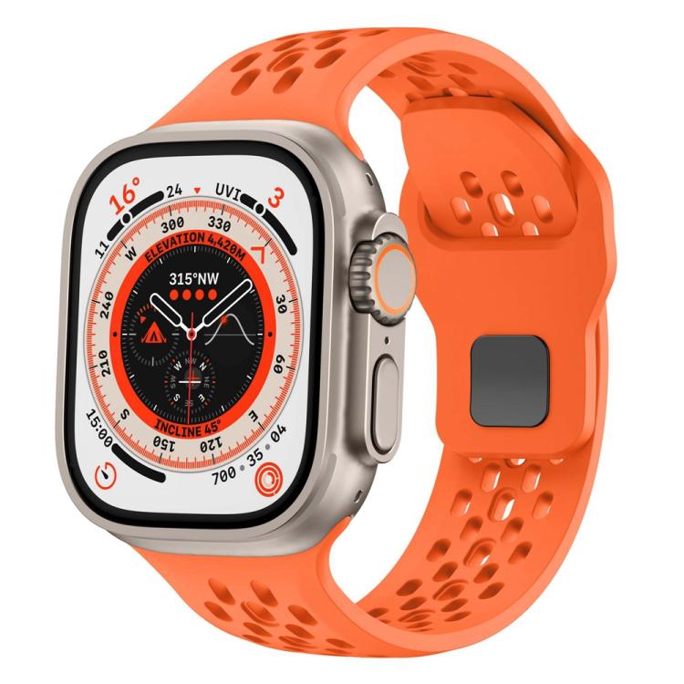 For Apple Watch 46mm / 49mm / 45mm / 44mm Mesh Reverse Buckle Silicone Watch Band(Orange) by bashfashion