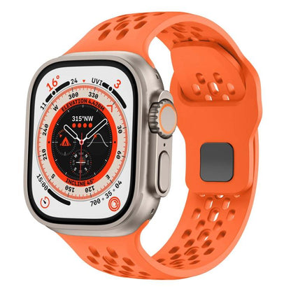 For Apple Watch 46mm / 49mm / 45mm / 44mm Mesh Reverse Buckle Silicone Watch Band(Orange) by bashfashion