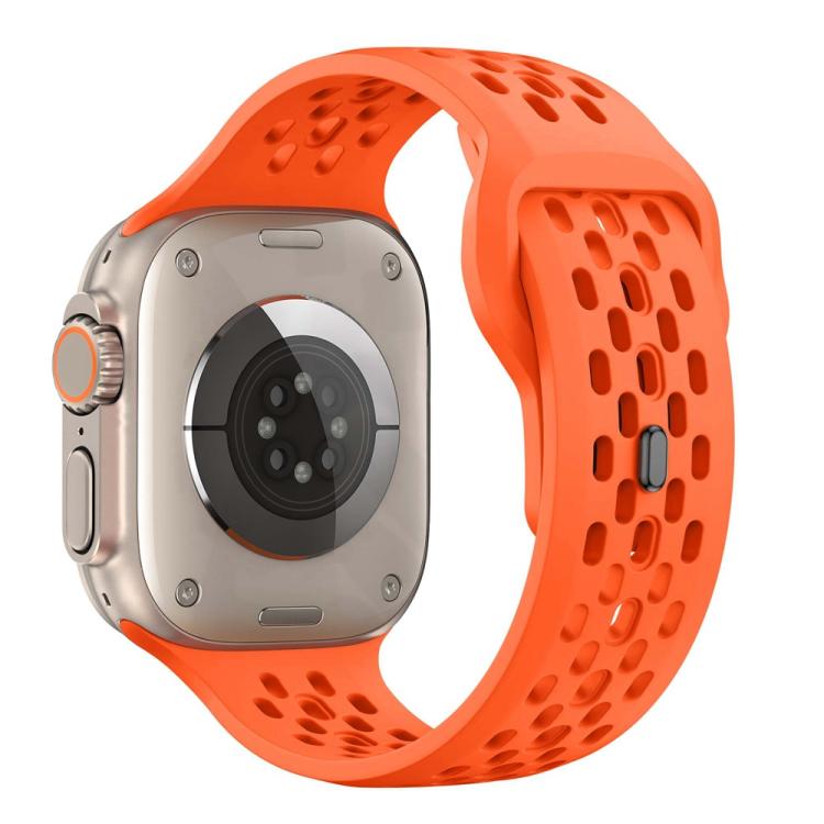For Apple Watch 46mm / 49mm / 45mm / 44mm Mesh Reverse Buckle Silicone Watch Band(Orange) by bashfashion