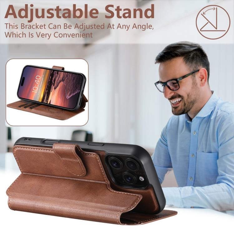 For iPhone 15 Plus Suteni Q05 2-in-1 Multi-function Detachable Wallet MagSafe Phone Case(Brown) by Suteni