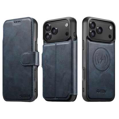 For iPhone 17 Pro Max Suteni Q05 2-in-1 Multi-function Detachable Wallet MagSafe Phone Case(Blue) by Suteni