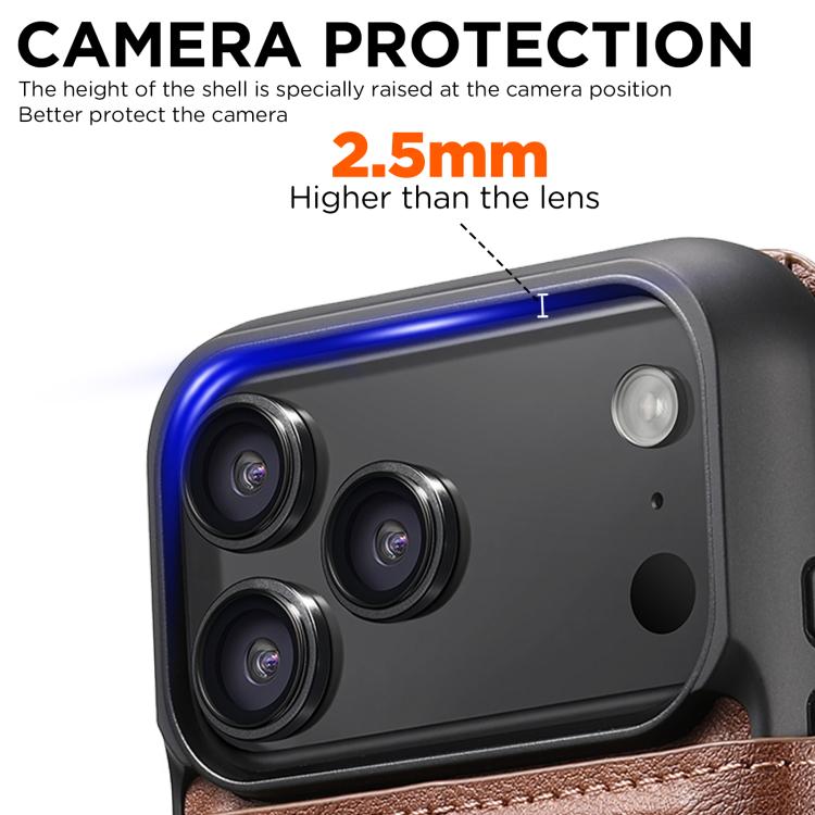 For iPhone 17 Pro Suteni Q05 2-in-1 Multi-function Detachable Wallet MagSafe Phone Case(Brown) by Suteni