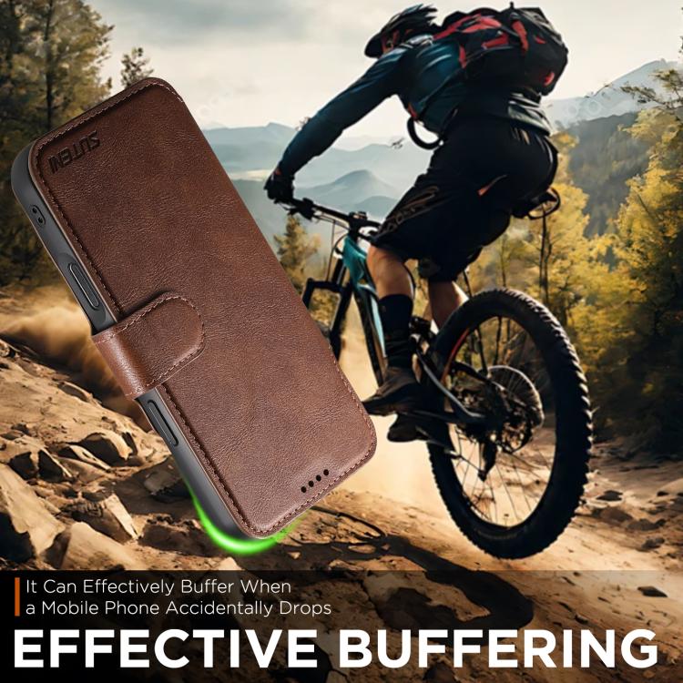 For iPhone 17 Pro Suteni Q05 2-in-1 Multi-function Detachable Wallet MagSafe Phone Case(Brown) by Suteni