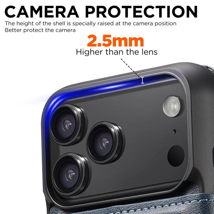 For iPhone 17 Pro Suteni Q05 2-in-1 Multi-function Detachable Wallet MagSafe Phone Case(Blue) by Suteni