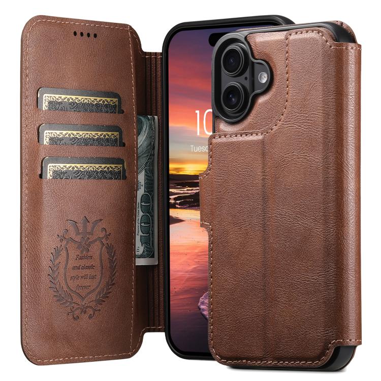 For iPhone 17 Suteni Q05 2-in-1 Multi-function Detachable Wallet MagSafe Phone Case(Brown) by Suteni