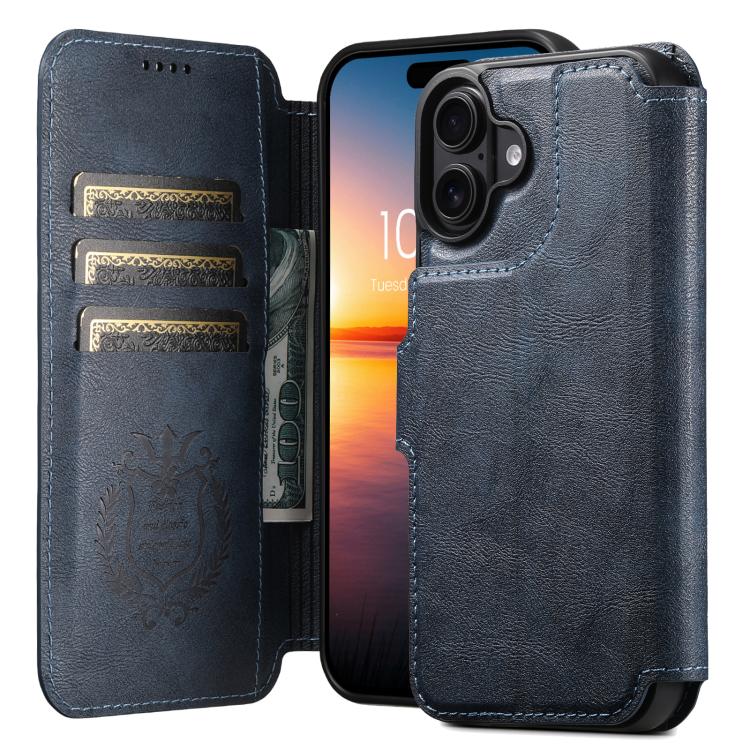 For iPhone 17 Suteni Q05 2-in-1 Multi-function Detachable Wallet MagSafe Phone Case(Blue) by Suteni