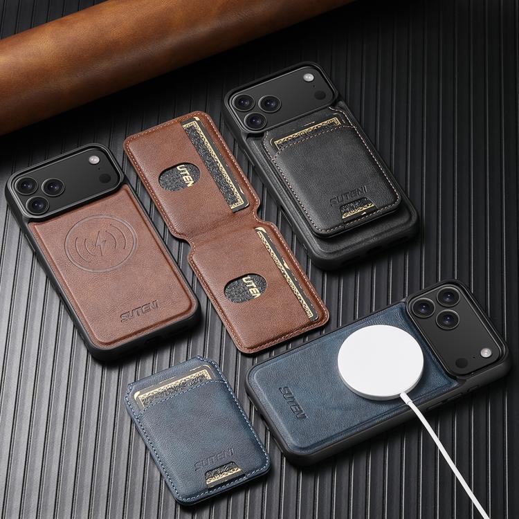 For iPhone 17 Pro Max Suteni M5 Magnetic Card Bag MagSafe Leather Phone Case(Brown) by Suteni