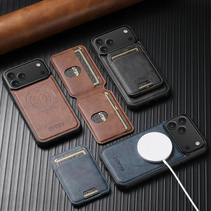 For iPhone 17 Suteni M5 Magnetic Card Bag MagSafe Leather Phone Case(Black) by Suteni
