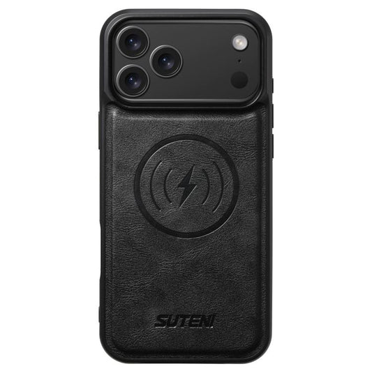 For iPhone 17 Pro Max Suteni G5 Cowhide Leather MagSafe Magnetic Phone Case(Black) by Suteni