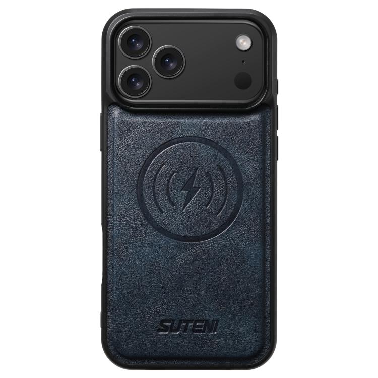 For iPhone 17 Pro Max Suteni G5 Cowhide Leather MagSafe Magnetic Phone Case(Blue) by Suteni
