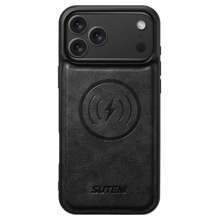 For iPhone 17 Pro Suteni G5 Cowhide Leather MagSafe Magnetic Phone Case(Black) by Suteni