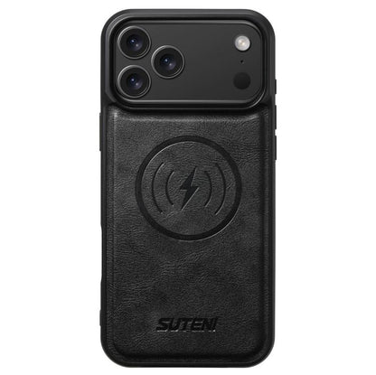 For iPhone 17 Pro Suteni G5 Cowhide Leather MagSafe Magnetic Phone Case(Black) by Suteni