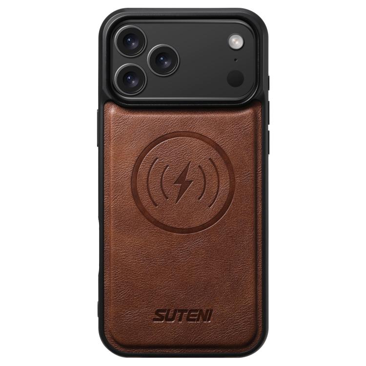 For iPhone 17 Pro Suteni G5 Cowhide Leather MagSafe Magnetic Phone Case(Brown) by Suteni