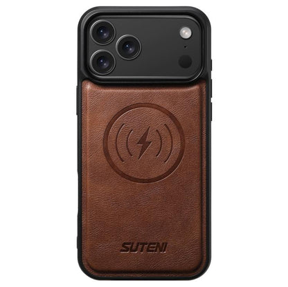 For iPhone 17 Pro Suteni G5 Cowhide Leather MagSafe Magnetic Phone Case(Brown) by Suteni