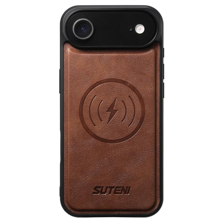 For iPhone Air Suteni G5 Cowhide Leather MagSafe Magnetic Phone Case(Brown) by Suteni