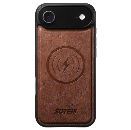For iPhone Air Suteni G5 Cowhide Leather MagSafe Magnetic Phone Case(Brown) by Suteni
