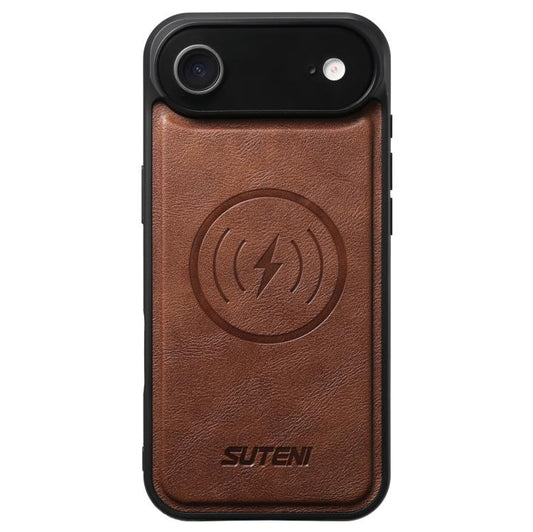 For iPhone Air Suteni G5 Cowhide Leather MagSafe Magnetic Phone Case(Brown) by Suteni