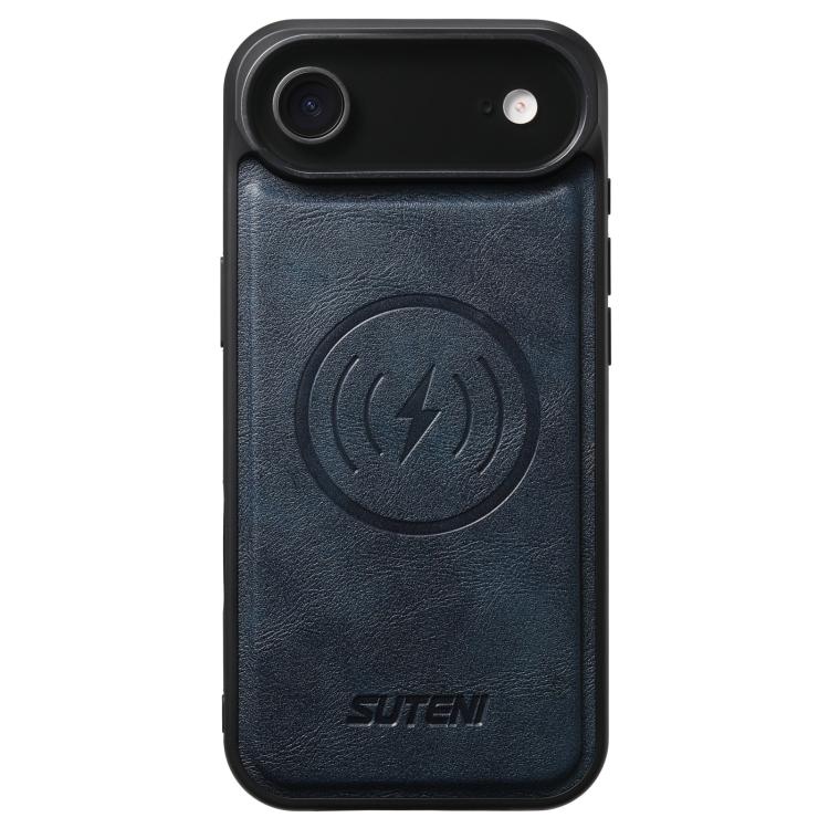 For iPhone Air Suteni G5 Cowhide Leather MagSafe Magnetic Phone Case(Blue) by Suteni