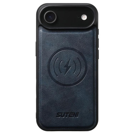 For iPhone Air Suteni G5 Cowhide Leather MagSafe Magnetic Phone Case(Blue) by Suteni
