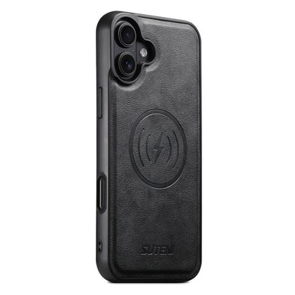 For iPhone 17 Suteni G5 Cowhide Leather MagSafe Magnetic Phone Case(Black) by Suteni