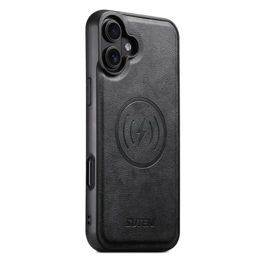 For iPhone 17 Suteni G5 Cowhide Leather MagSafe Magnetic Phone Case(Black) by Suteni