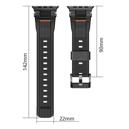 For Apple Watch 46mm / 49mm / 45mm / 44mm Stainless Steel Connector Vertical Grain TPU Watch Band(Starlight) by bashfashion