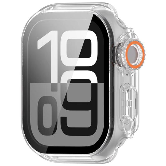 For Apple Watch Series 11 / 10 42mm Change to Ultra 49mm Tempered Film Integrated PC Button Watch Case(Transparent Color) by bashfashion