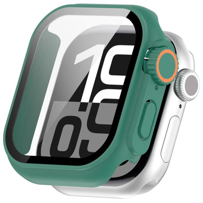 For Apple Watch Series 11 / 10 46mm Change to Ultra 49mm Tempered Film Integrated PC Button Watch Case(Green) by bashfashion