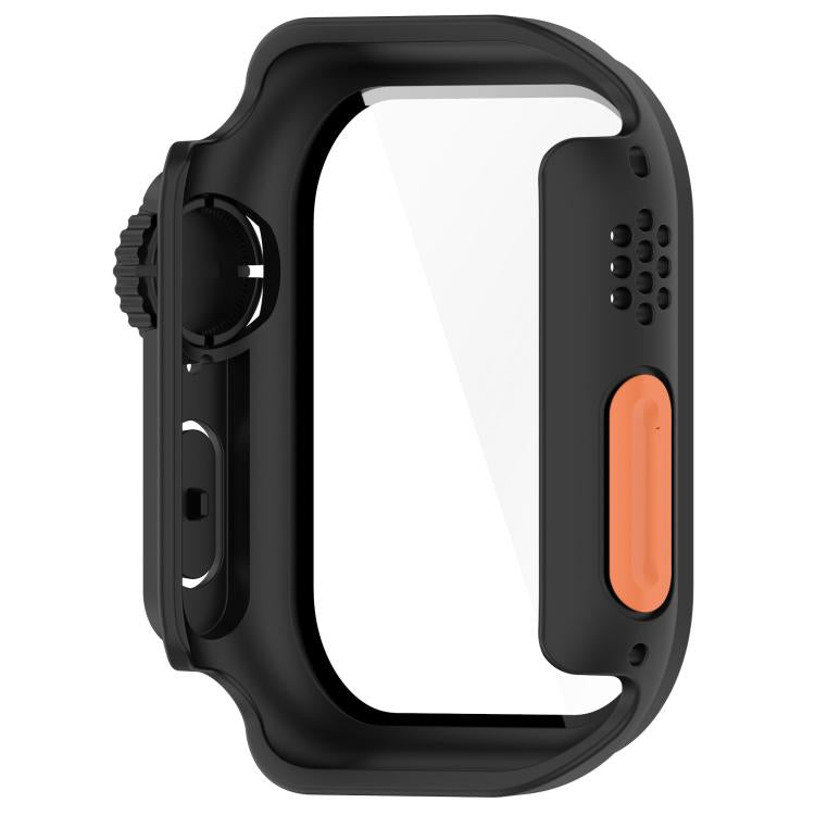 For Apple Watch Series 11 / 10 46mm Change to Ultra 49mm Tempered Film Integrated PC Button Watch Case(Black) by bashfashion