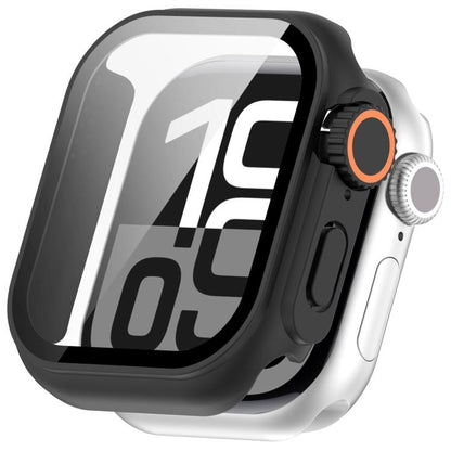 For Apple Watch Series 9 / 8 / 7 45mm Change to Ultra 49mm Tempered Film Integrated PC Button Watch Case(Black) by bashfashion