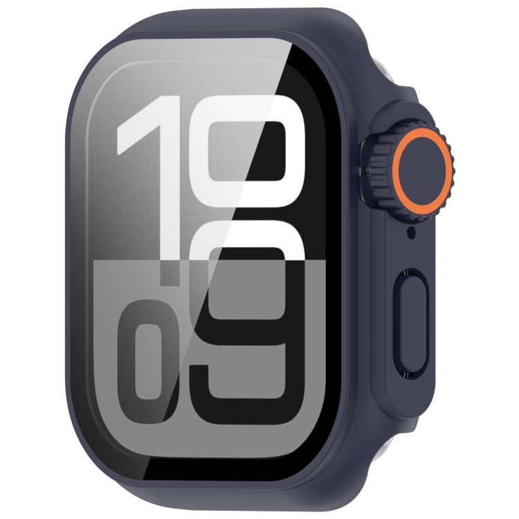 For Apple Watch Series 9 / 8 / 7 45mm Change to Ultra 49mm Tempered Film Integrated PC Button Watch Case(Midnight Blue) by bashfashion