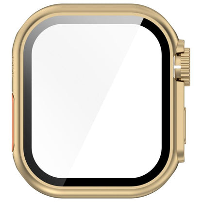 For Apple Watch Series 9 / 8 / 7 45mm Change to Ultra 49mm Tempered Film Integrated PC Button Watch Case(Champagne Gold) by bashfashion