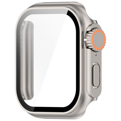 For Apple Watch Series 9 / 8 / 7 45mm Change to Ultra 49mm Tempered Film Integrated PC Button Watch Case(Starlight) by bashfashion