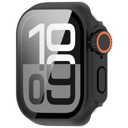 For Apple Watch Series 9 / 8 / 7 41mm Change to Ultra 49mm Tempered Film Integrated PC Button Watch Case(Black) by bashfashion