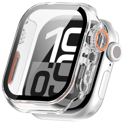 For Apple Watch Series 9 / 8 / 7 41mm Change to Ultra 49mm Tempered Film Integrated PC Button Watch Case(Transparent Color) by bashfashion