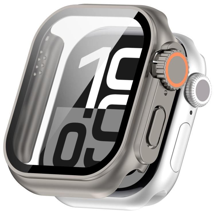 For Apple Watch Series 6 / 5 / 4 & SE 40mm Change to Ultra 49mm Tempered Film Integrated PC Button Watch Case(Titanium Steel Color) by bashfashion