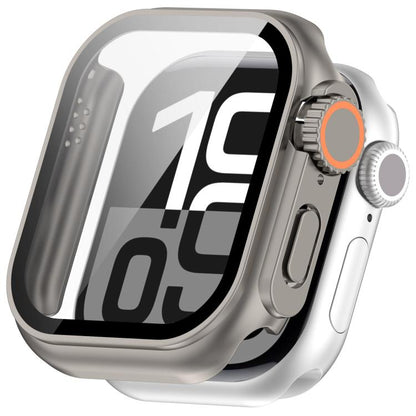 For Apple Watch Series 6 / 5 / 4 & SE 40mm Change to Ultra 49mm Tempered Film Integrated PC Button Watch Case(Titanium Steel Color) by bashfashion
