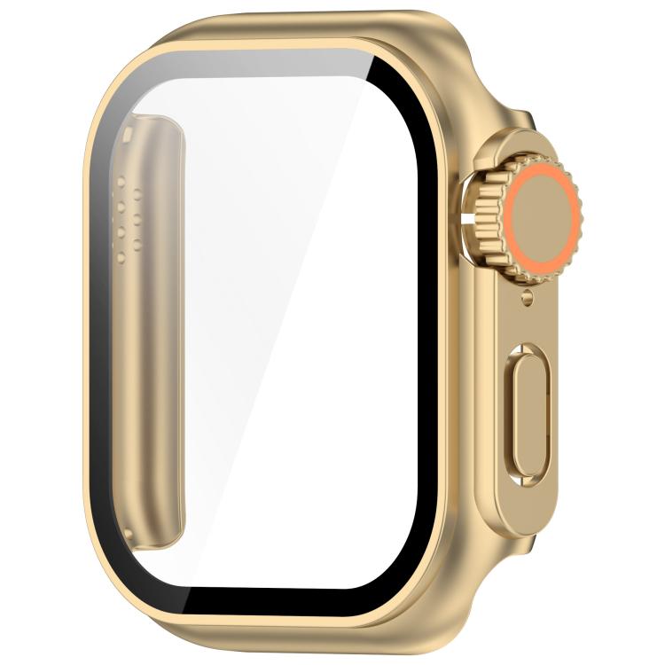 For Apple Watch Series 6 / 5 / 4 & SE 40mm Change to Ultra 49mm Tempered Film Integrated PC Button Watch Case(Champagne Gold) by bashfashion