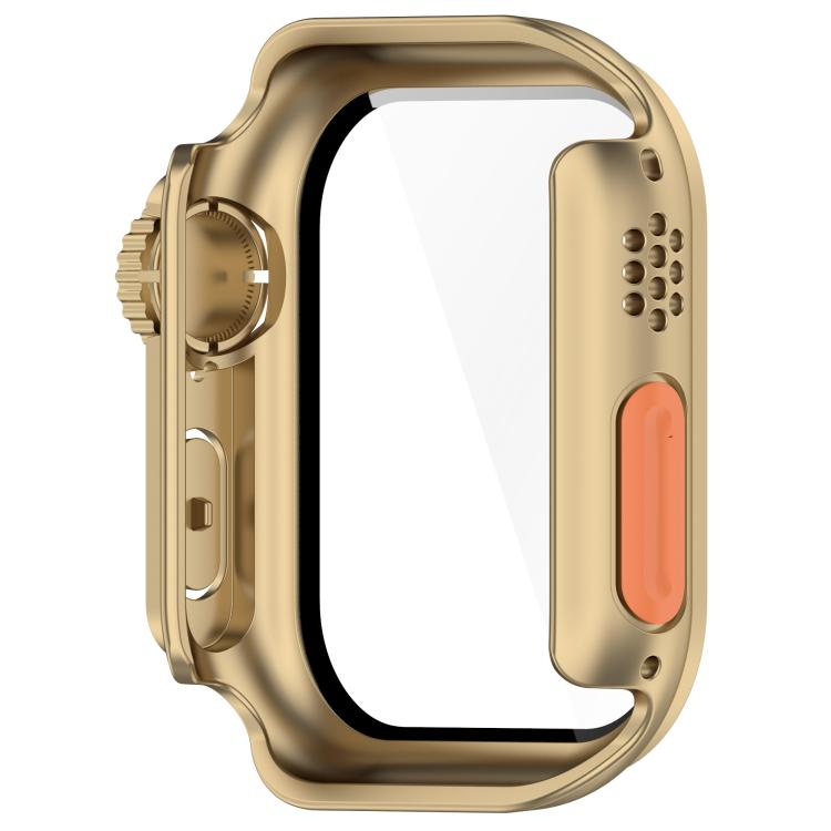 For Apple Watch Series 6 / 5 / 4 & SE 40mm Change to Ultra 49mm Tempered Film Integrated PC Button Watch Case(Champagne Gold) by bashfashion