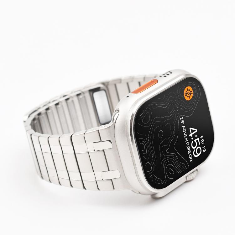 For Apple Watch 46mm / 49mm / 45mm / 44mm One Bead Magnetic Milan Stainless Steel Watch Band(Titanium Gold) by bashfashion