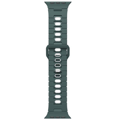 For Apple Watch 46mm / 49mm / 45mm / 44mm Two Tone Silicone Watch Band(Dark Night Green+White) by bashfashion